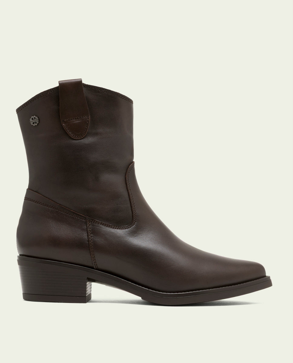 BOTTINES EN CUIR AVEC FERMETURE ÉCLAIR MARTA MOKA