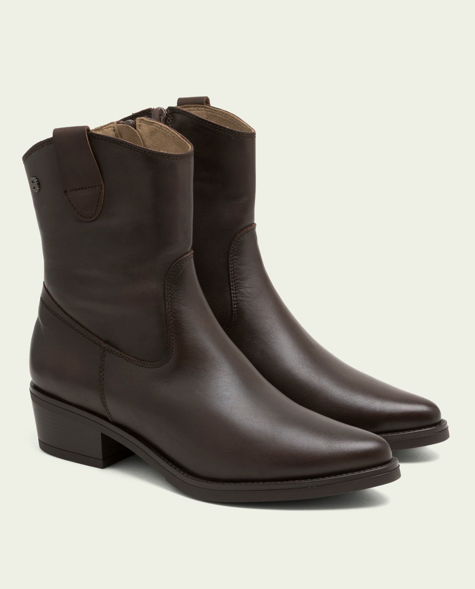 BOTTINES EN CUIR AVEC FERMETURE ÉCLAIR MARTA MOKA