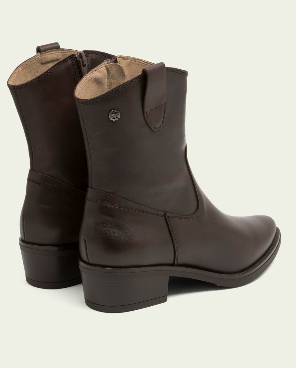 BOTTINES EN CUIR AVEC FERMETURE ÉCLAIR MARTA MOKA