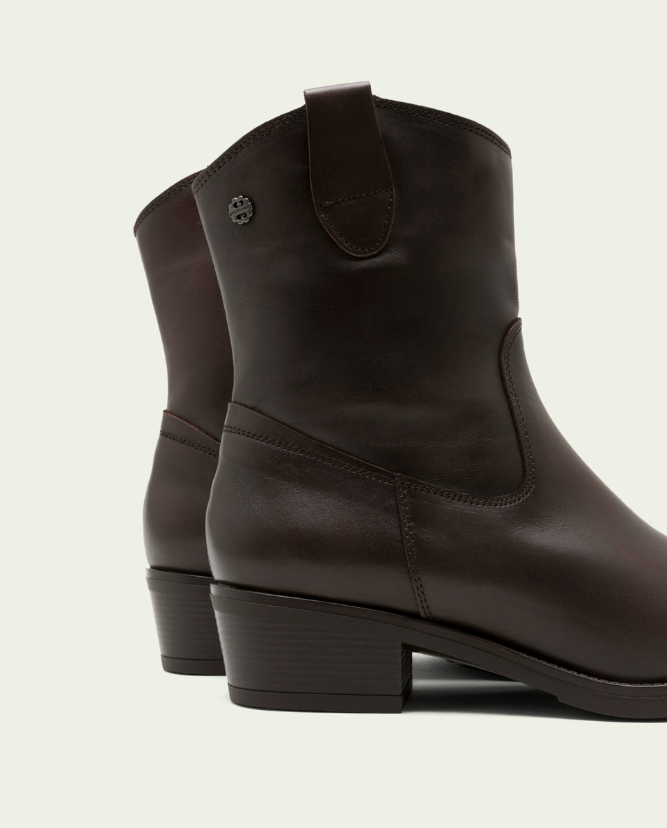BOTTINES EN CUIR AVEC FERMETURE ÉCLAIR MARTA MOKA