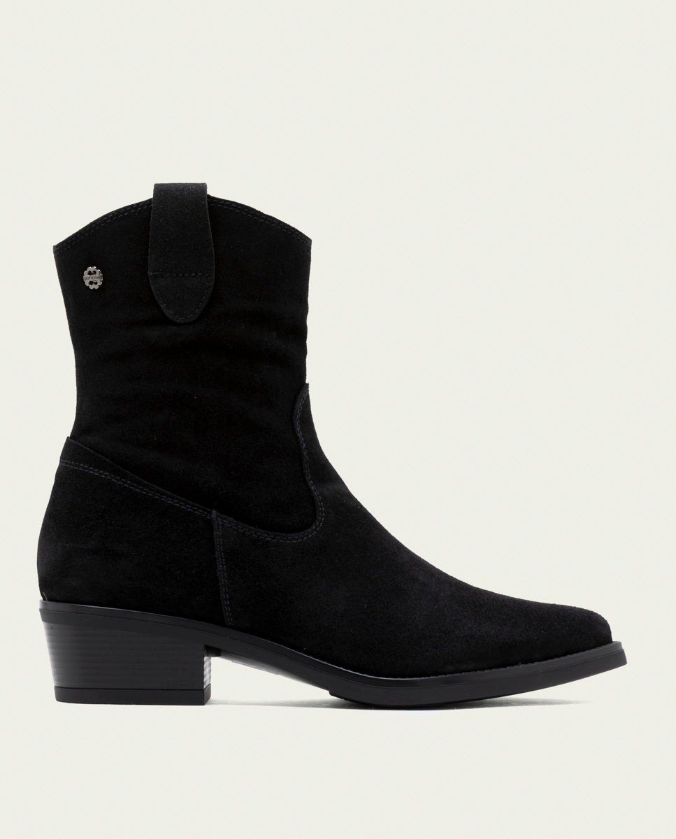 BOTTINES EN CUIR AVEC FERMETURE ÉCLAIR MALENA NOIR