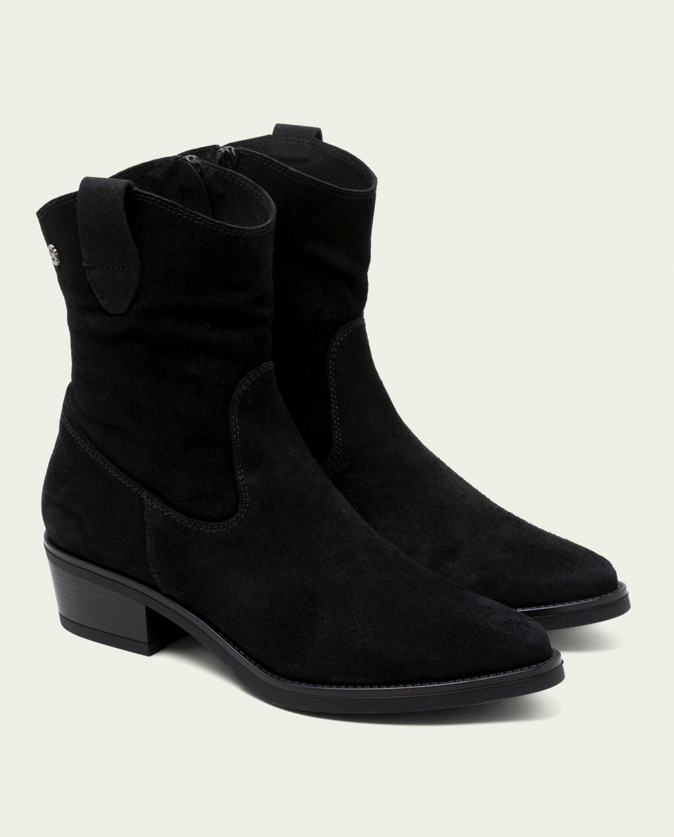 BOTTINES EN CUIR AVEC FERMETURE ÉCLAIR MALENA NOIR