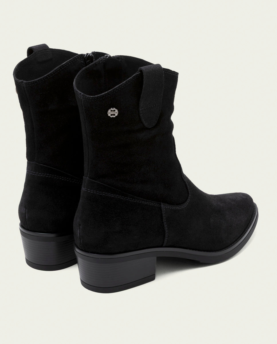 BOTTINES EN CUIR AVEC FERMETURE ÉCLAIR MALENA NOIR