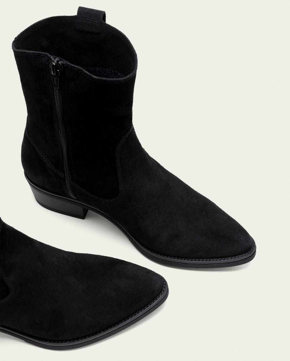 BOTTINES EN CUIR AVEC FERMETURE ÉCLAIR MALENA NOIR