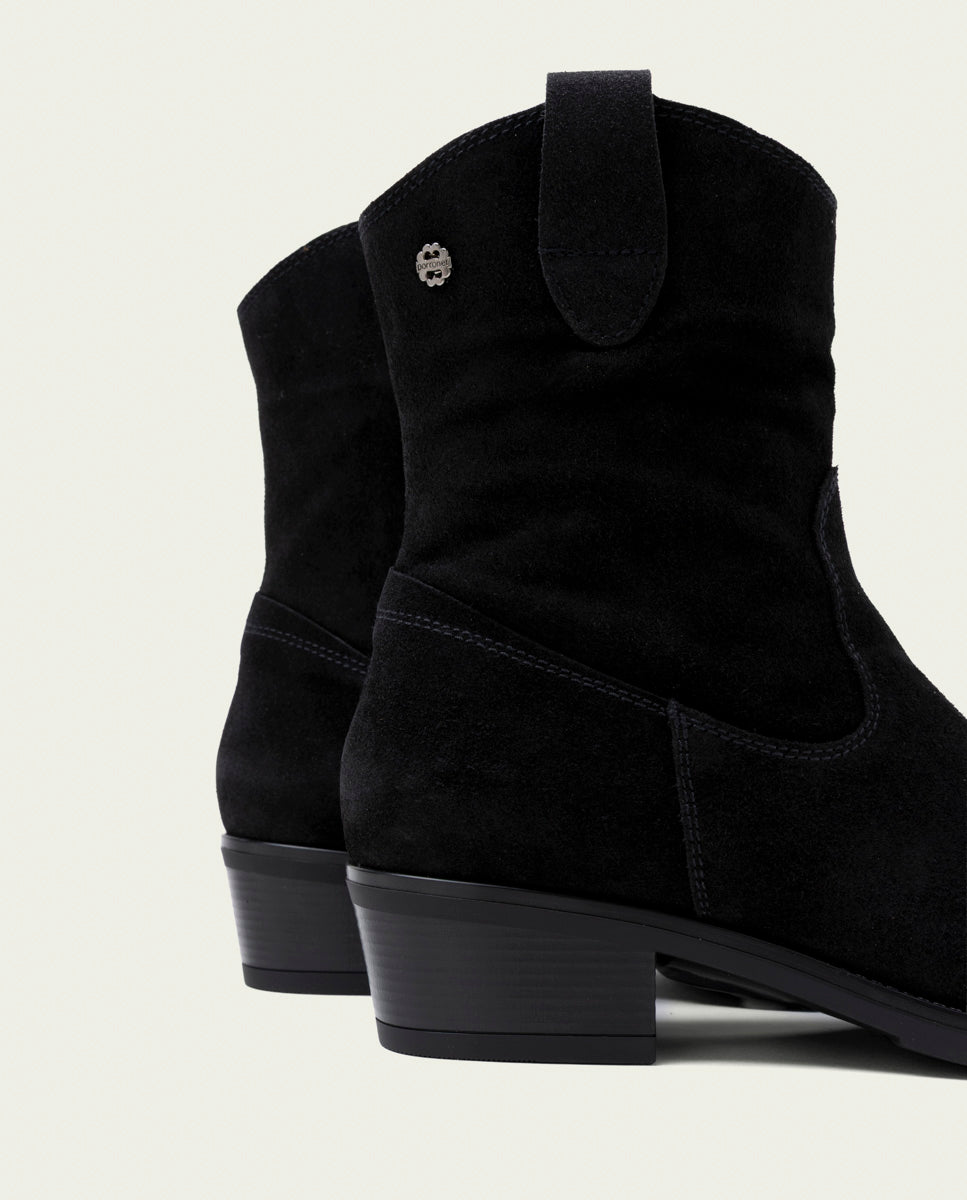 BOTTINES EN CUIR AVEC FERMETURE ÉCLAIR MALENA NOIR