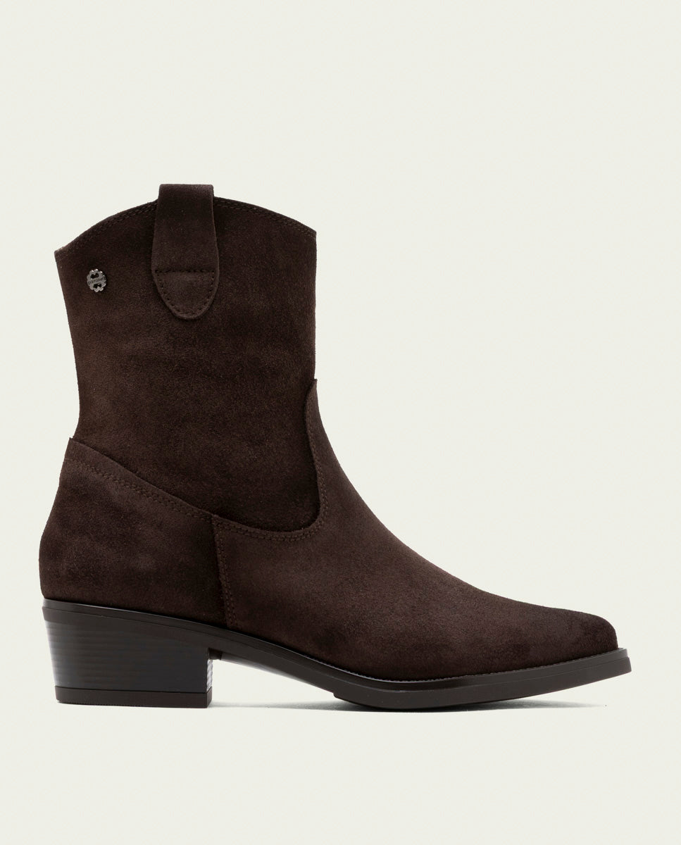BOTTINES EN CUIR AVEC FERMETURE ÉCLAIR MALENA MOKA