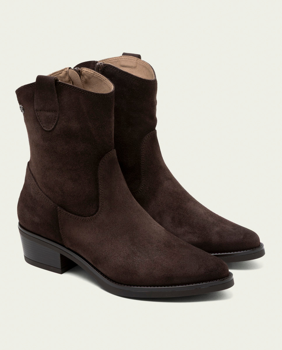 BOTTINES EN CUIR AVEC FERMETURE ÉCLAIR MALENA MOKA