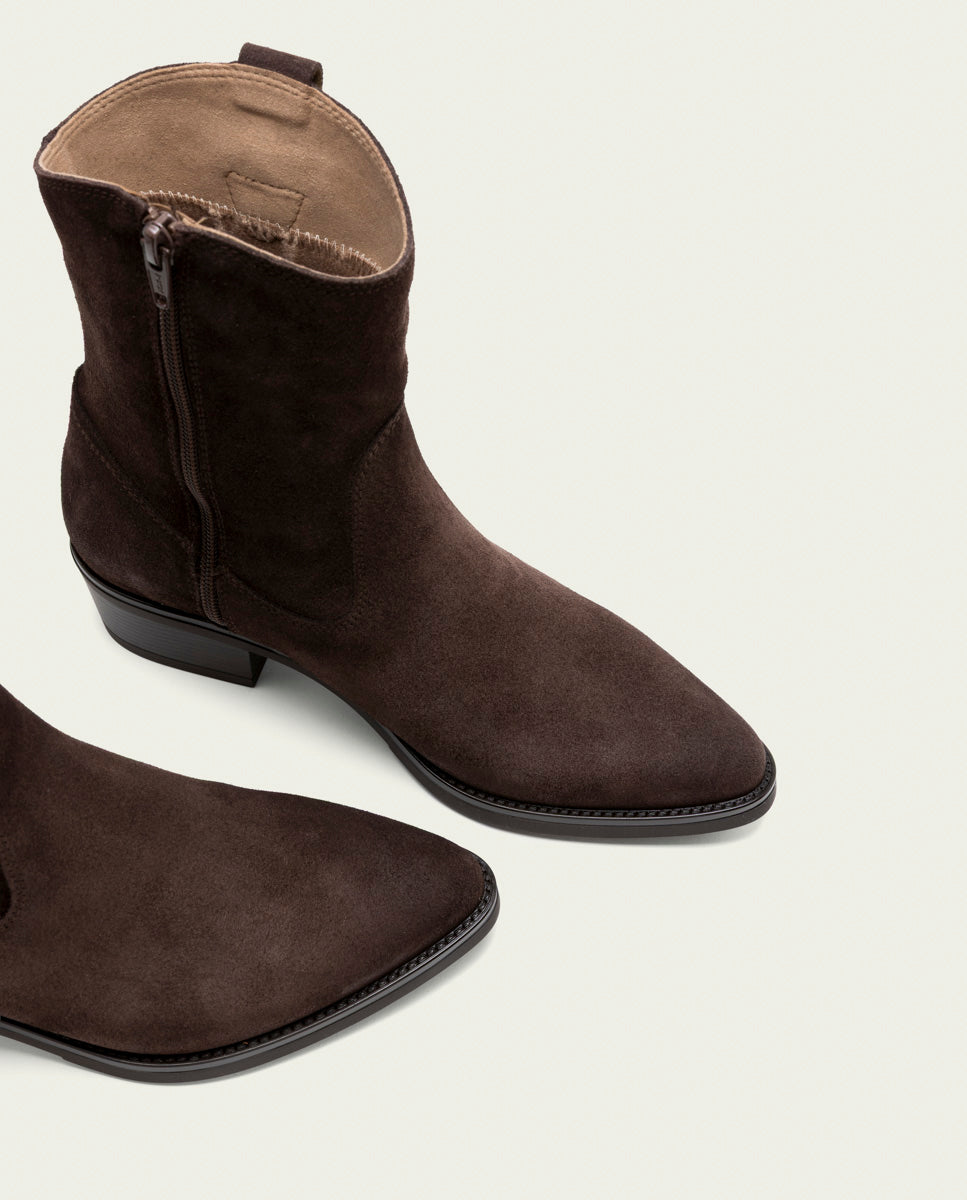 BOTTINES EN CUIR AVEC FERMETURE ÉCLAIR MALENA MOKA