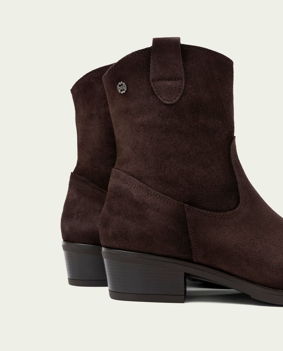 BOTTINES EN CUIR AVEC FERMETURE ÉCLAIR MALENA MOKA
