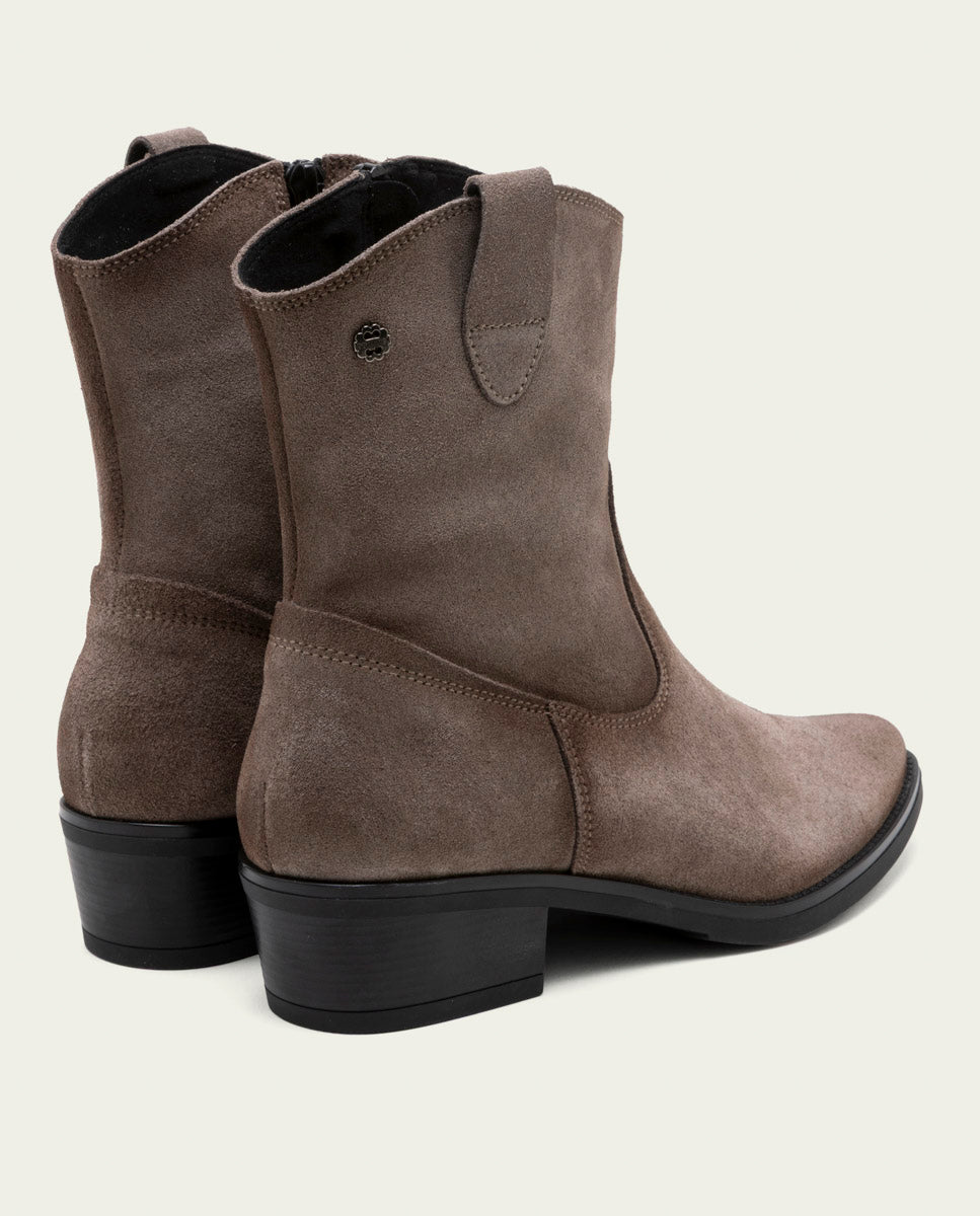 BOTTINES EN CUIR AVEC FERMETURE ÉCLAIR MALENA GRIS