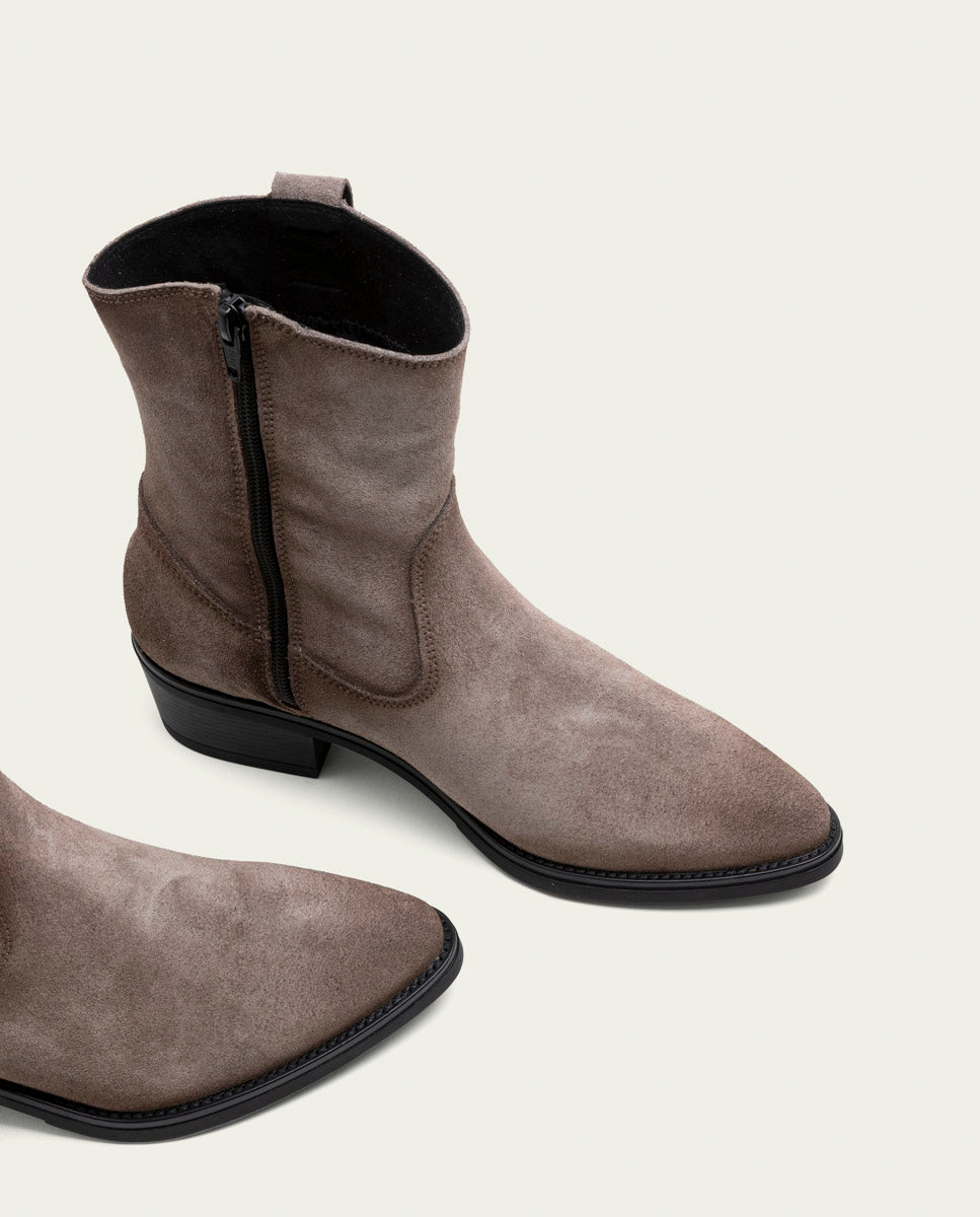 BOTTINES EN CUIR AVEC FERMETURE ÉCLAIR MALENA GRIS