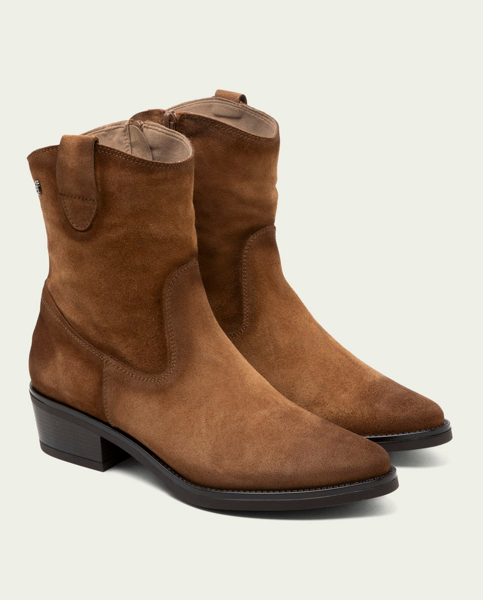 BOTINES DE PIEL CON CREMALLERA MALENA CUERO