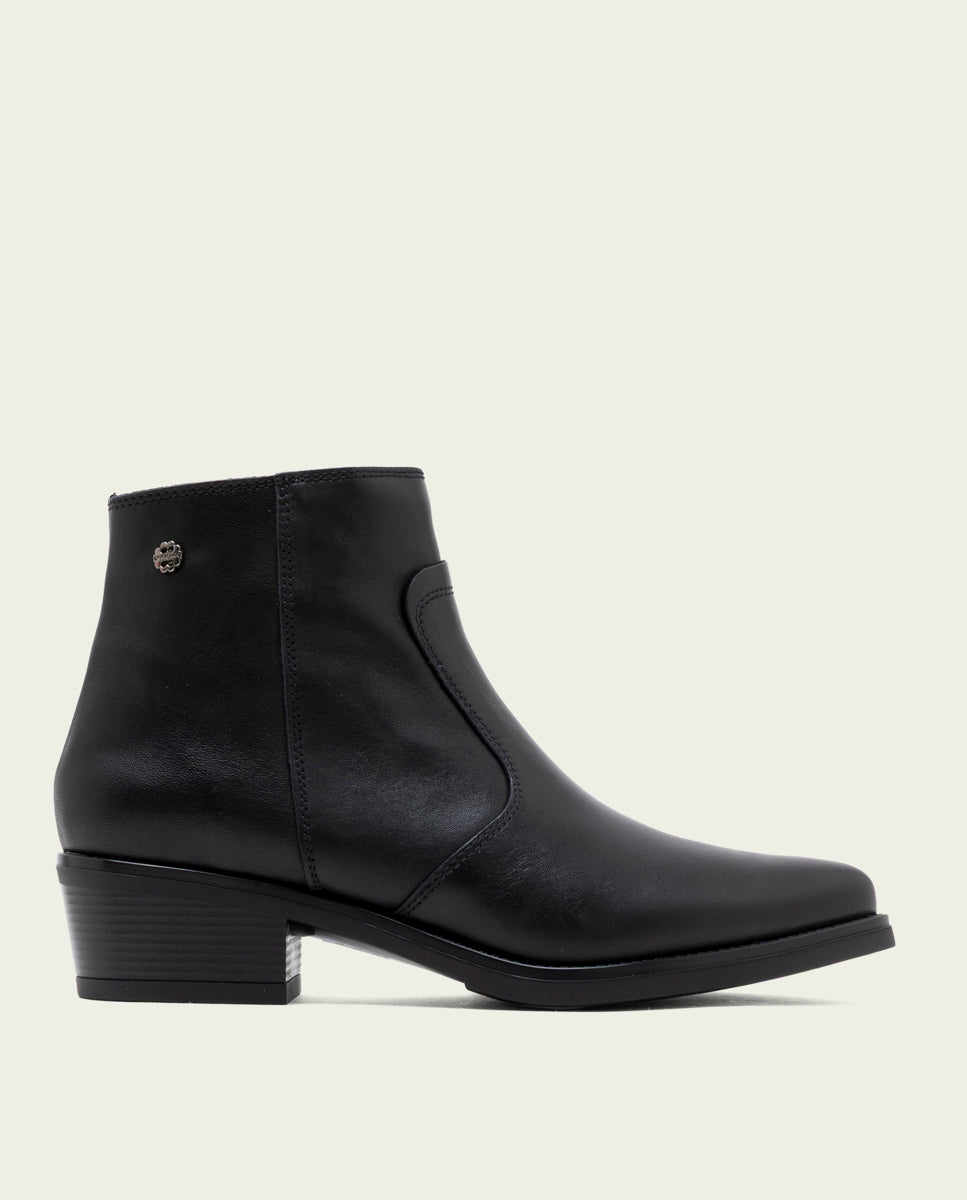 BOTTINES EN CUIR AVEC FERMETURE ÉCLAIR MIREIA NOIR