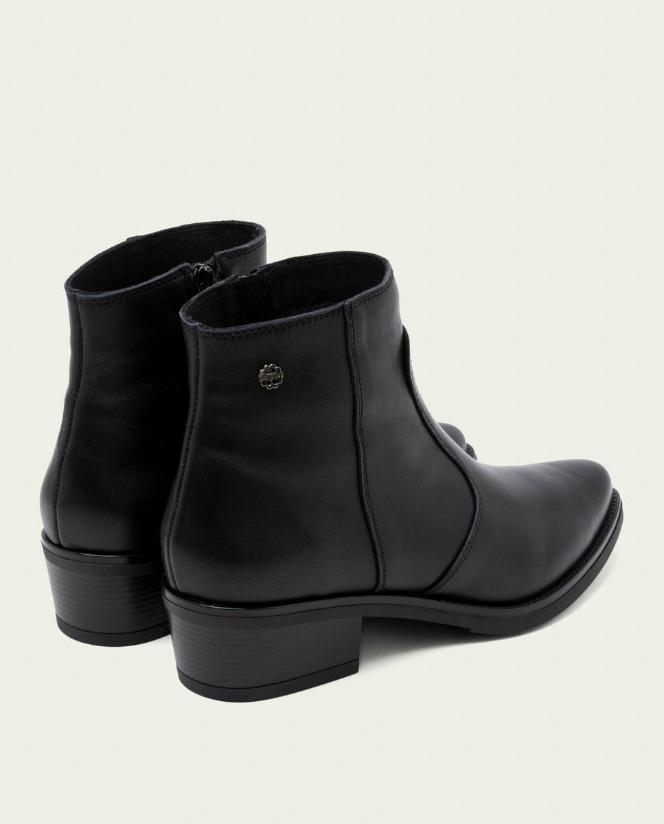 BOTTINES EN CUIR AVEC FERMETURE ÉCLAIR MIREIA NOIR