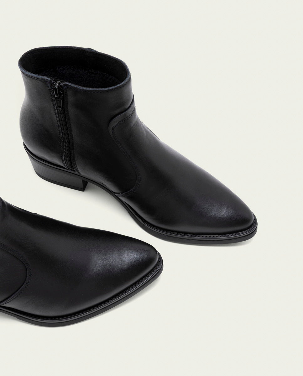 BOTTINES EN CUIR AVEC FERMETURE ÉCLAIR MIREIA NOIR