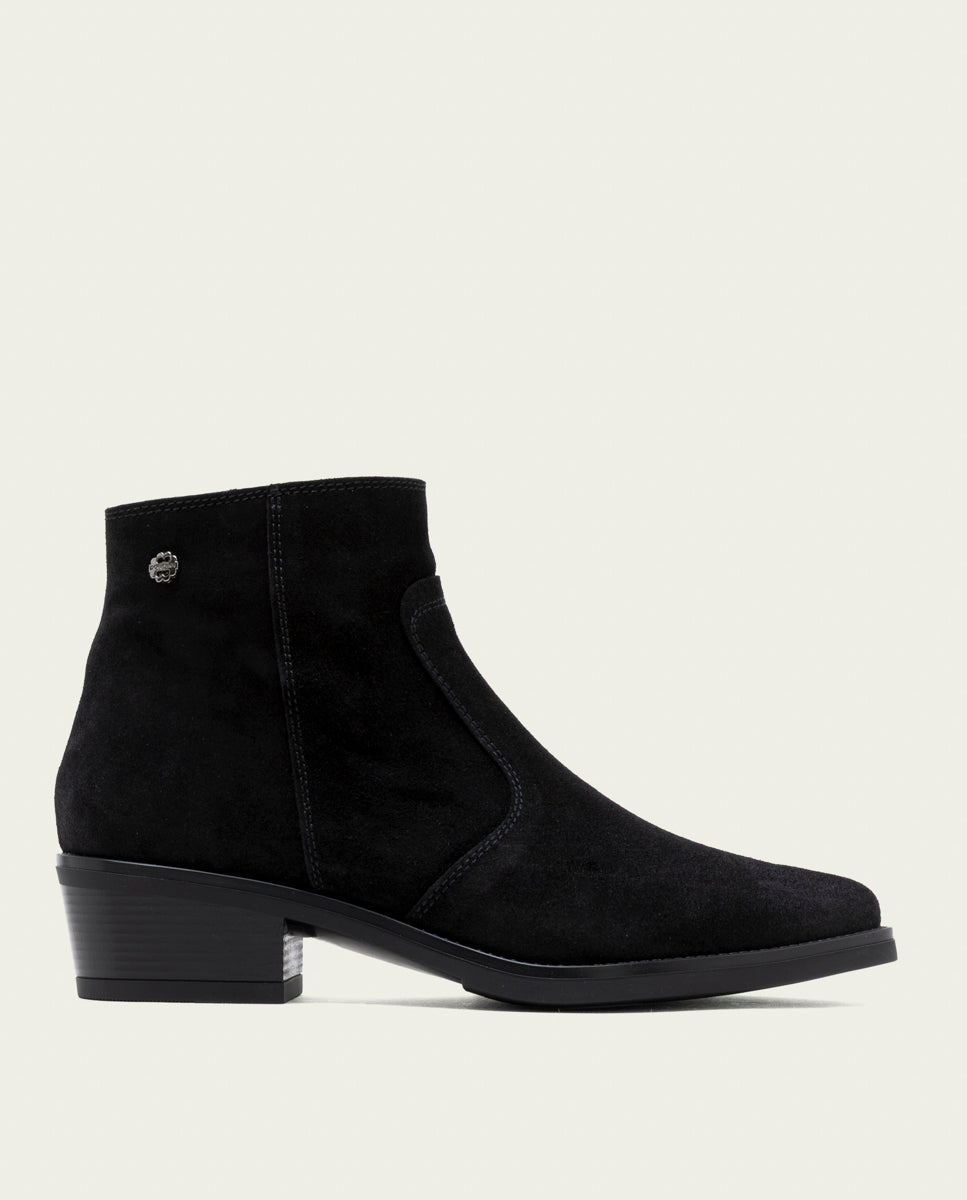 BOTTINES EN CUIR AVEC FERMETURE ÉCLAIR MARINA NOIR
