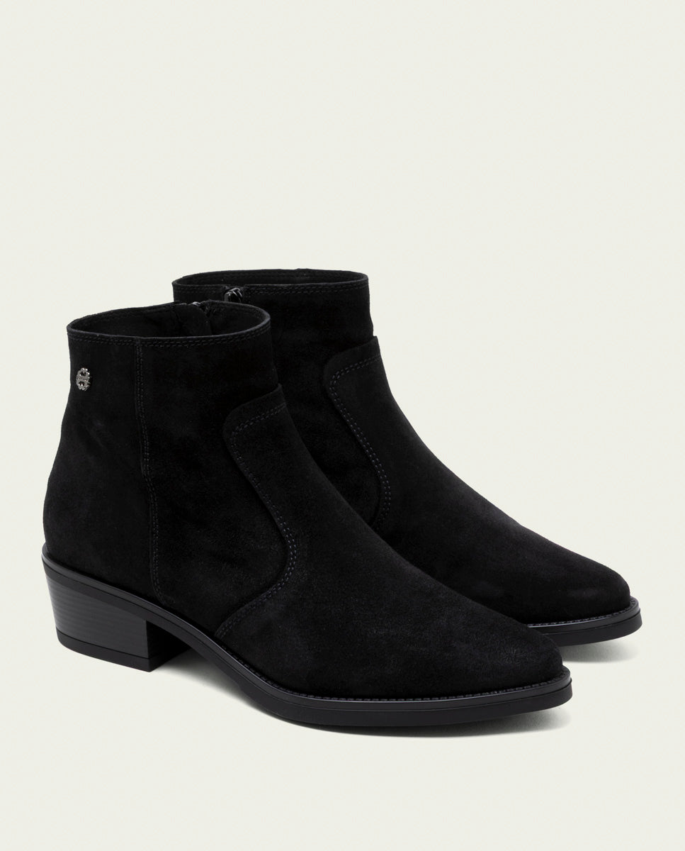 BOTTINES EN CUIR AVEC FERMETURE ÉCLAIR MARINA NOIR