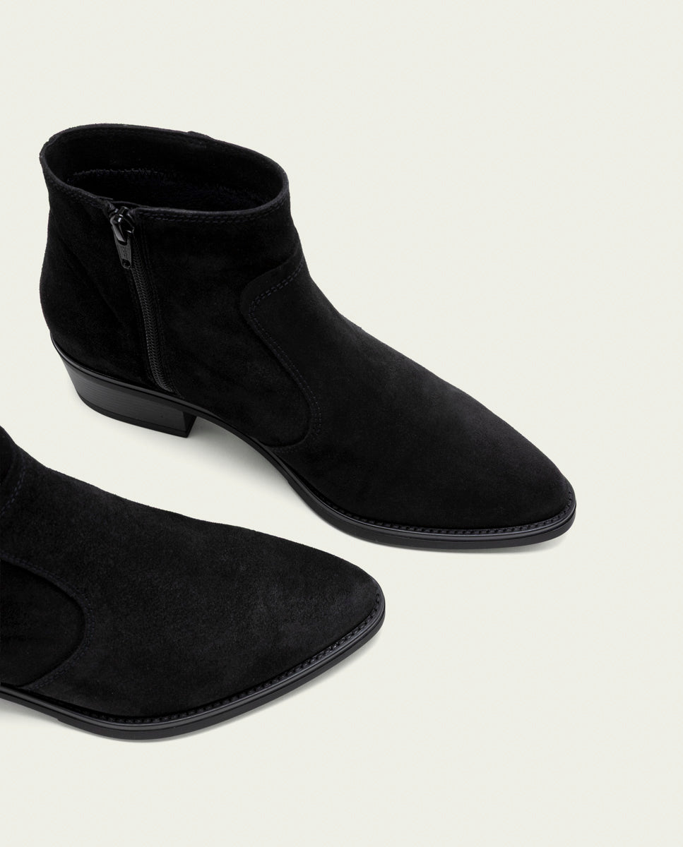 BOTTINES EN CUIR AVEC FERMETURE ÉCLAIR MARINA NOIR