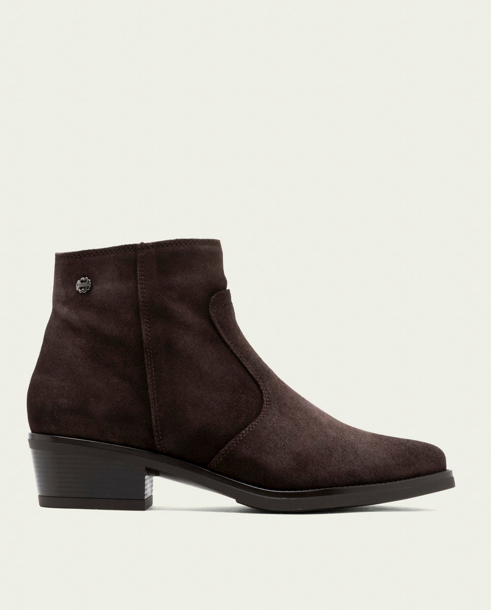 BOTTINES EN CUIR AVEC FERMETURE ÉCLAIR MARINA MOKA