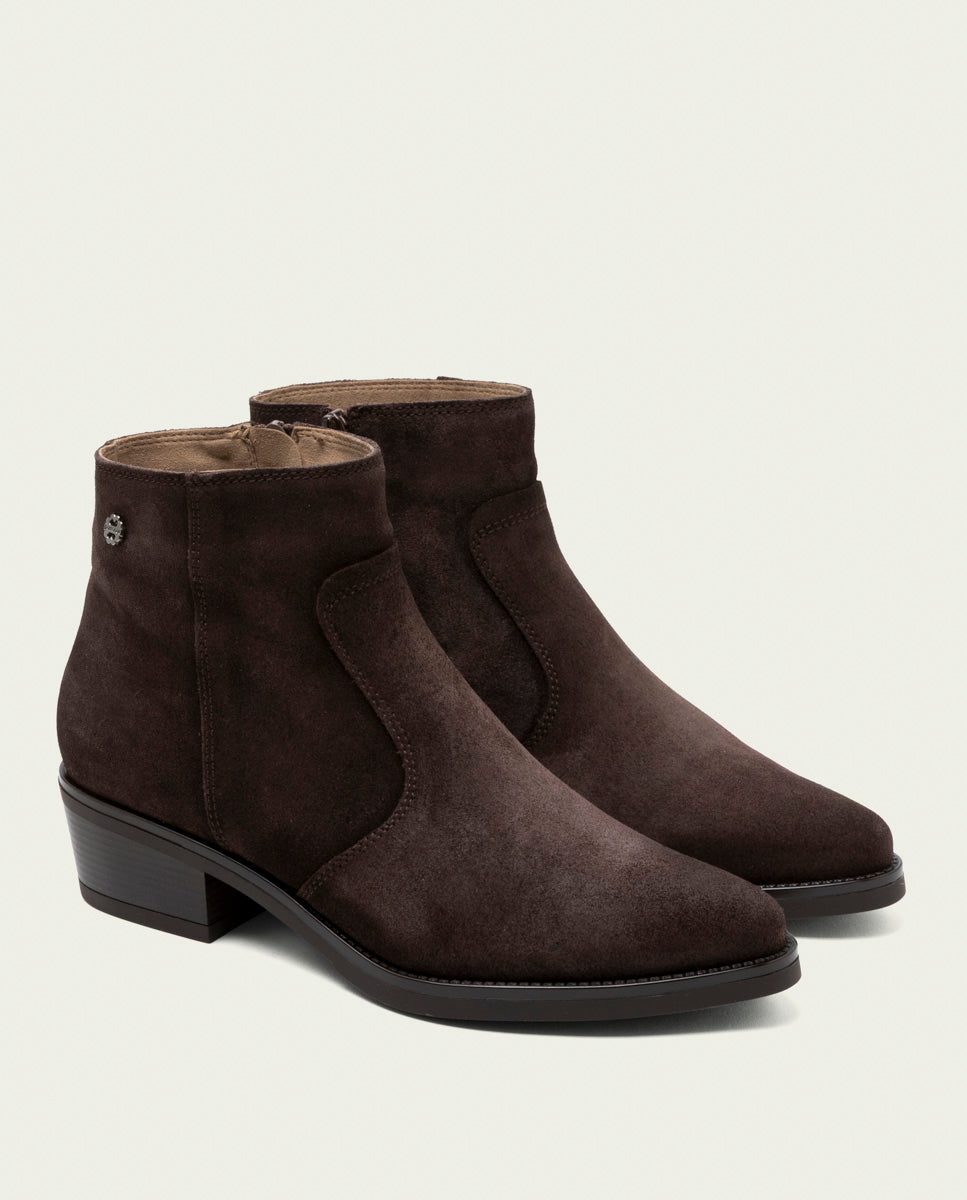 BOTTINES EN CUIR AVEC FERMETURE ÉCLAIR MARINA MOKA