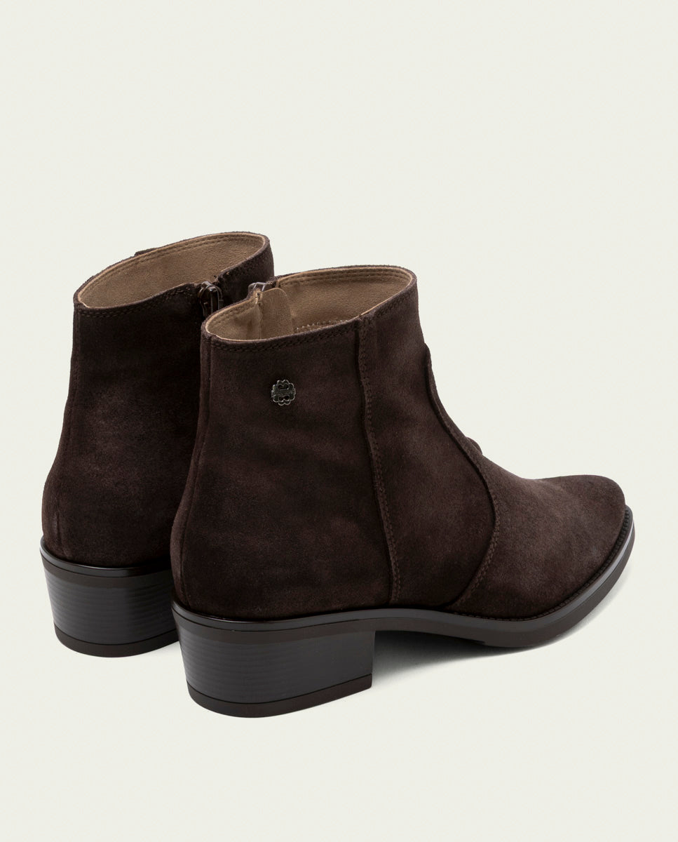 BOTTINES EN CUIR AVEC FERMETURE ÉCLAIR MARINA MOKA