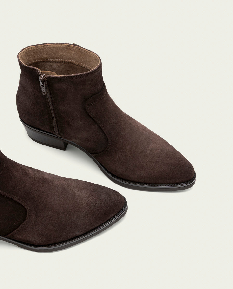 BOTTINES EN CUIR AVEC FERMETURE ÉCLAIR MARINA MOKA