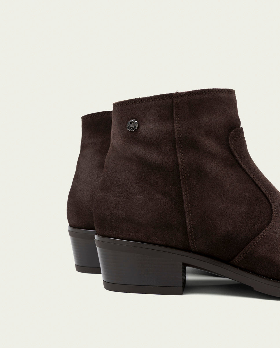 BOTTINES EN CUIR AVEC FERMETURE ÉCLAIR MARINA MOKA