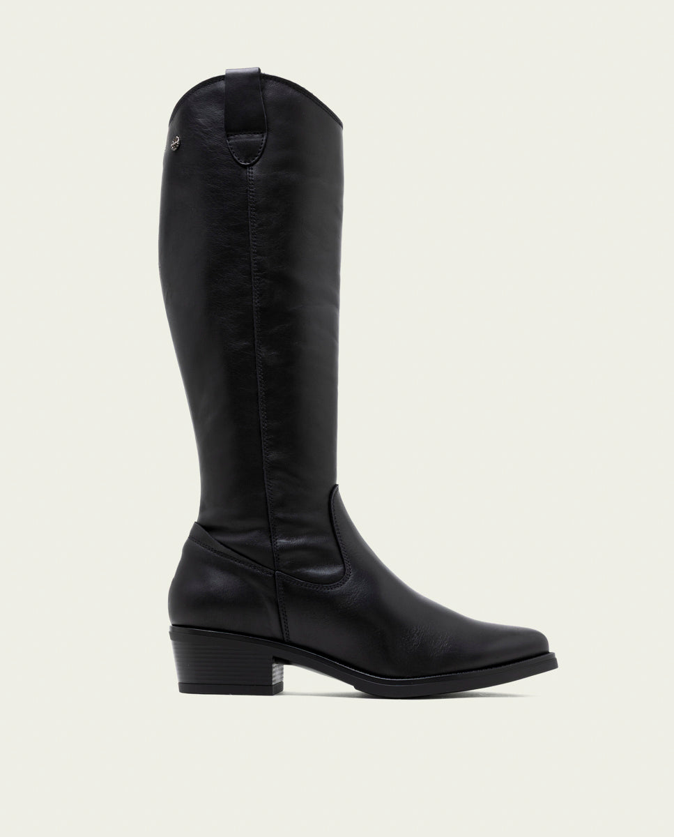 BOTTES EN CUIR AVEC FERMETURE ÉCLAIR MÓNICA NOIR