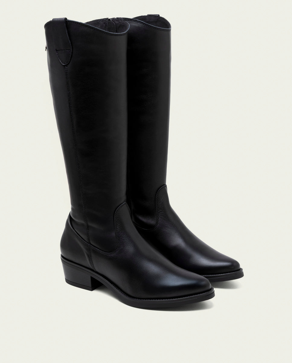 BOTTES EN CUIR AVEC FERMETURE ÉCLAIR MÓNICA NOIR
