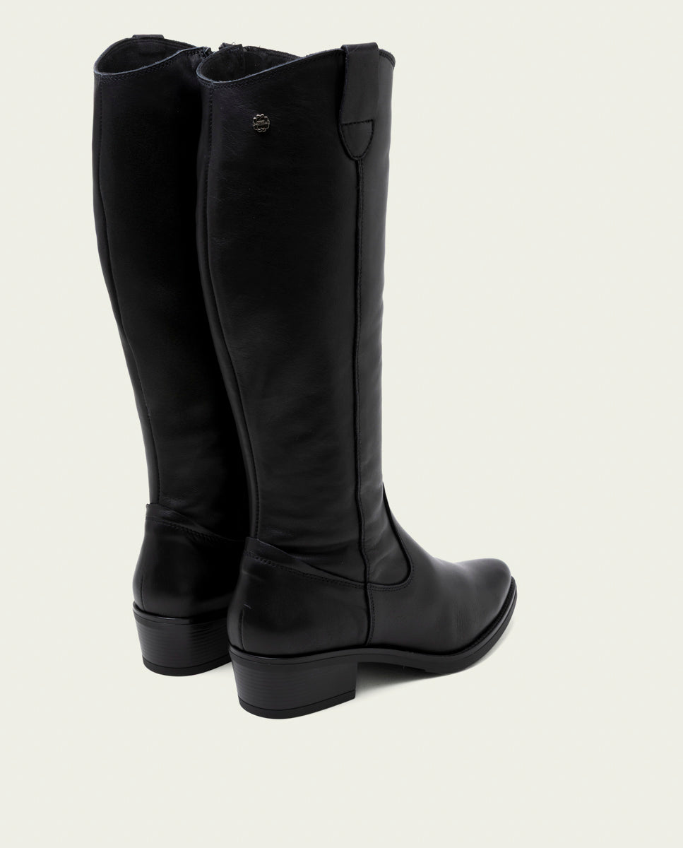 BOTTES EN CUIR AVEC FERMETURE ÉCLAIR MÓNICA NOIR
