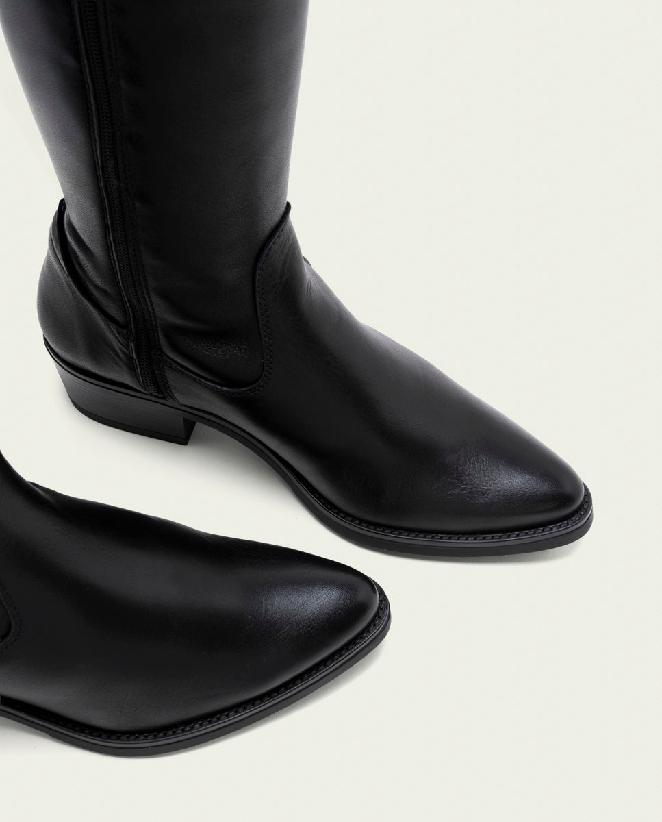 BOTTES EN CUIR AVEC FERMETURE ÉCLAIR MÓNICA NOIR