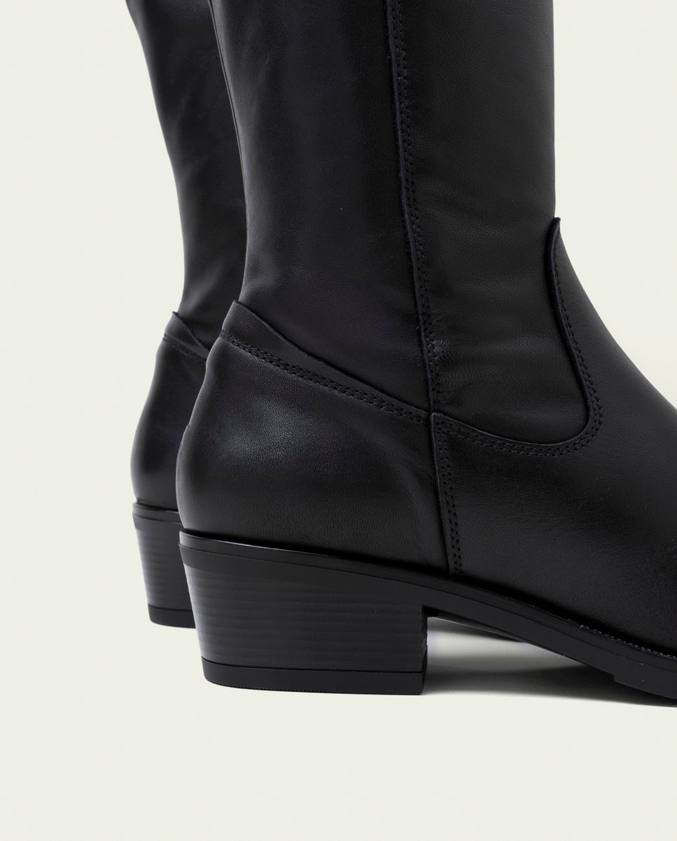 BOTTES EN CUIR AVEC FERMETURE ÉCLAIR MÓNICA NOIR