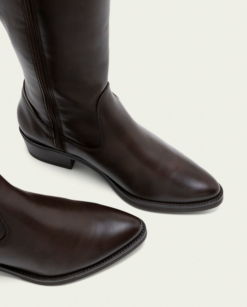 BOTTINES EN CUIR NOIR AVEC FERMETURE MÓNICA MOKA
