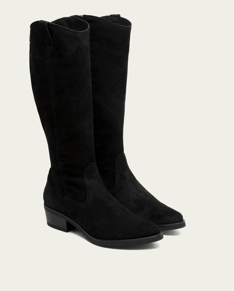 BOTTES EN CUIR AVEC FERMETURE ÉCLAIR MANUELA NOIR