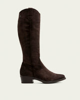 BOTTES EN CUIR AVEC FERMETURE ÉCLAIR MANUELA MOKA