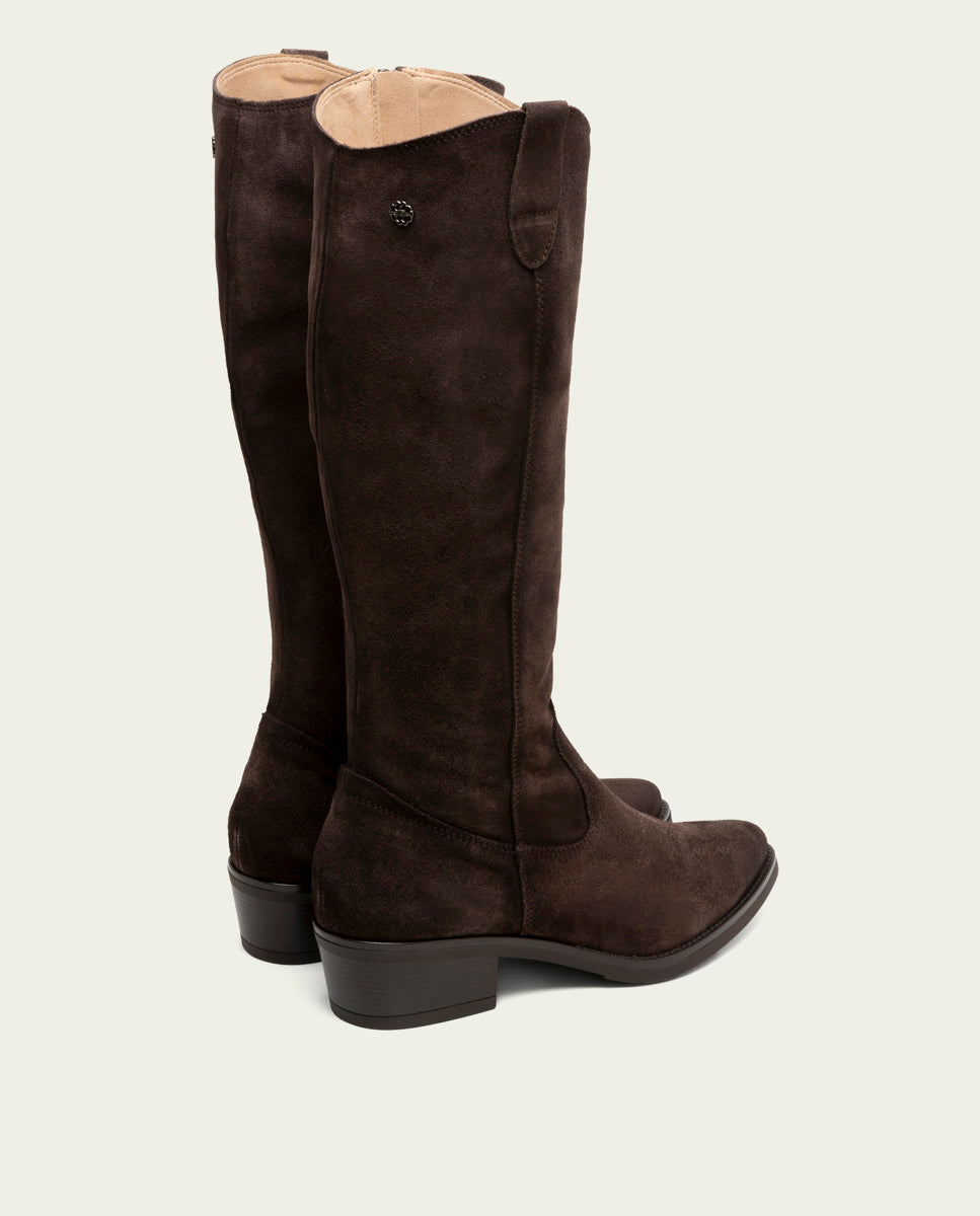 BOTTES EN CUIR AVEC FERMETURE ÉCLAIR MANUELA MOKA