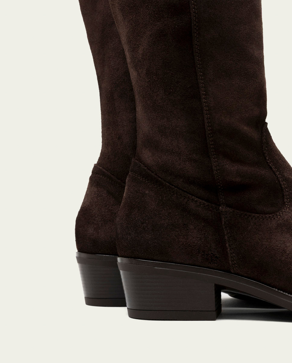 BOTTES EN CUIR AVEC FERMETURE ÉCLAIR MANUELA MOKA