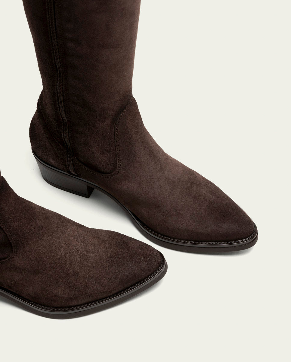 BOTTES EN CUIR AVEC FERMETURE ÉCLAIR MANUELA MOKA