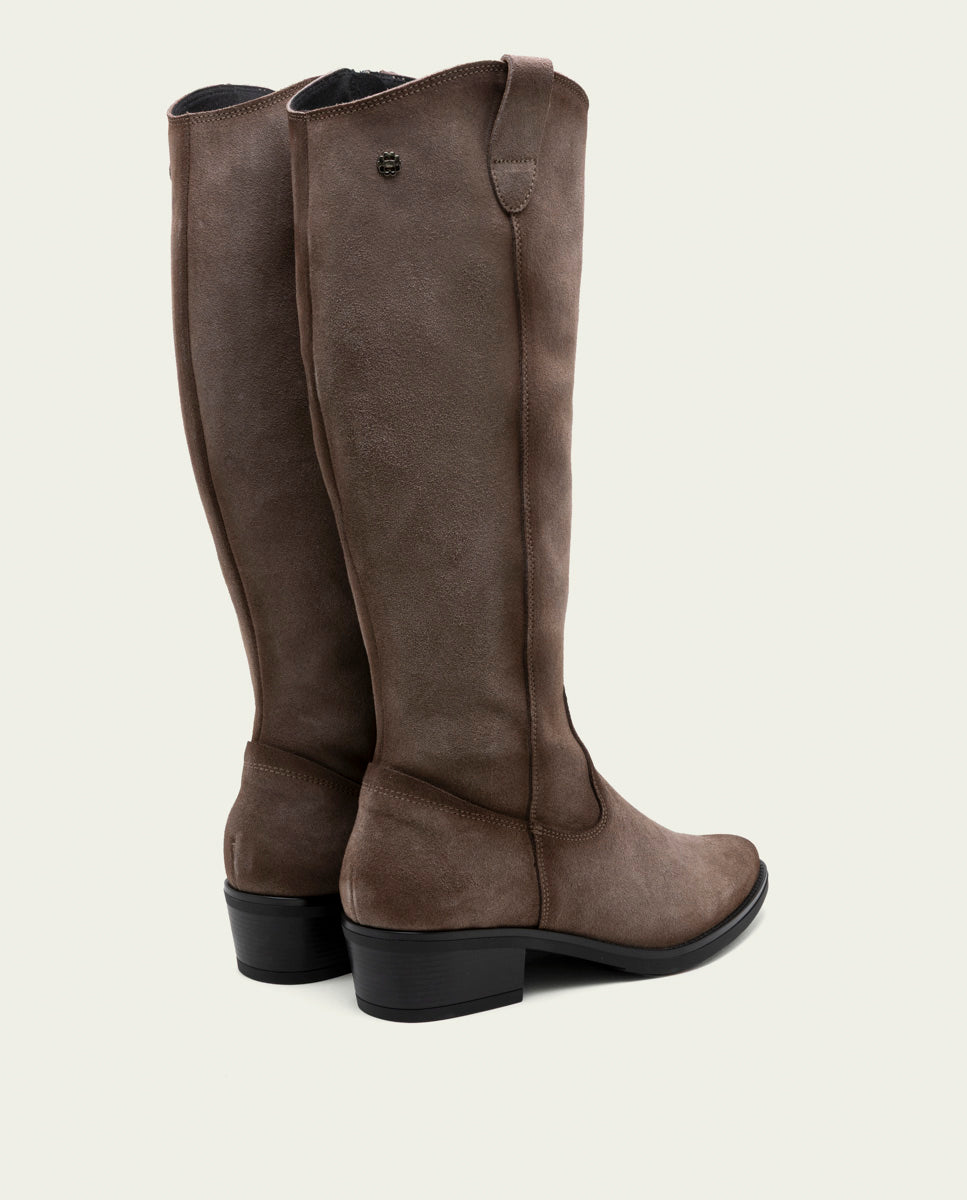 BOTTES EN CUIR AVEC FERMETURE ÉCLAIR MANUELA GRIS