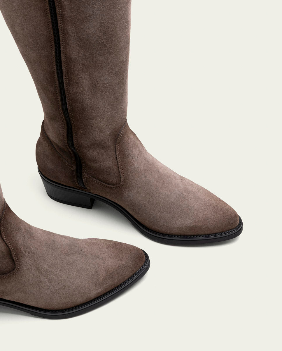 BOTTES EN CUIR AVEC FERMETURE ÉCLAIR MANUELA GRIS