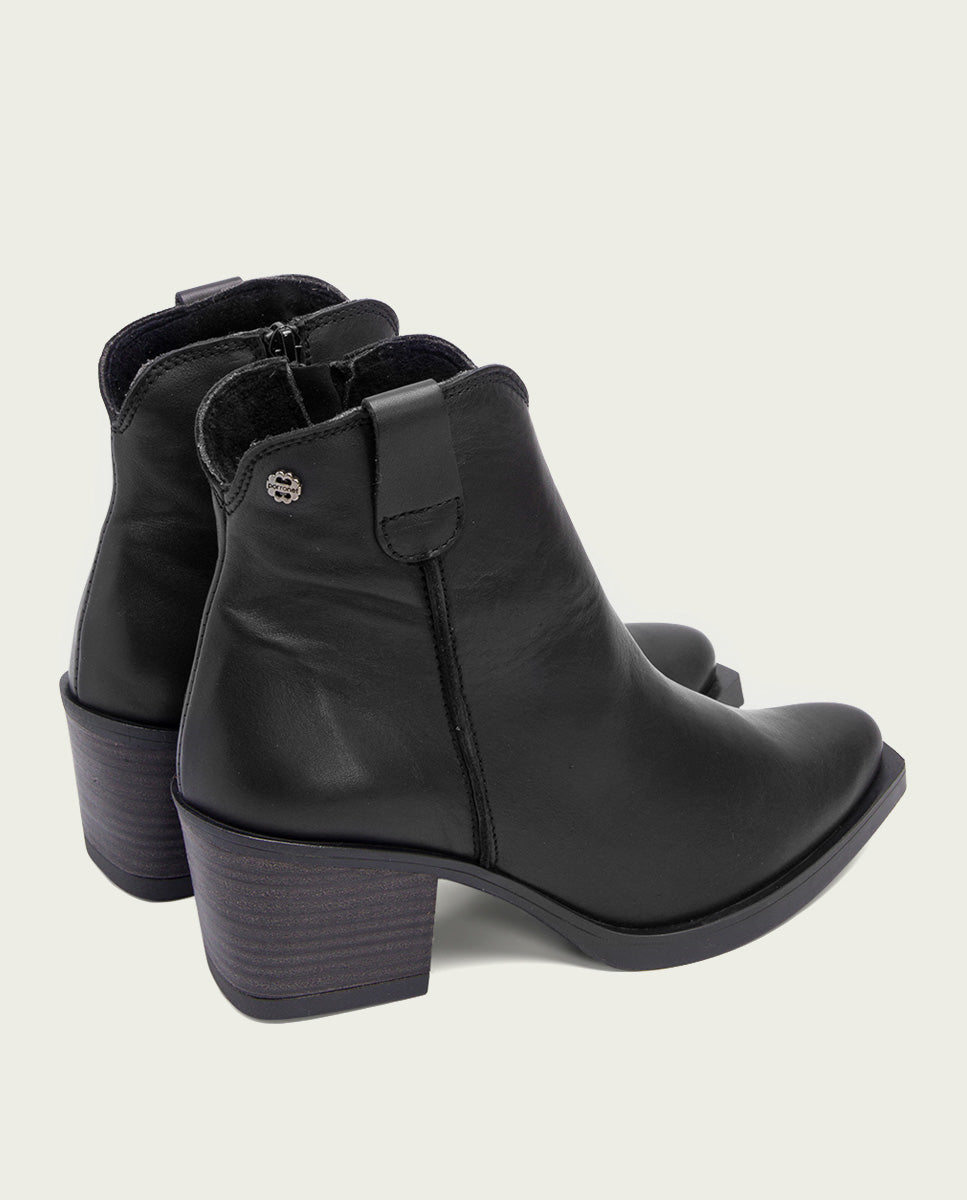 BOTTINES COWBOY EN CUIR AVEC ÉCLAIR NATALIA NOIR