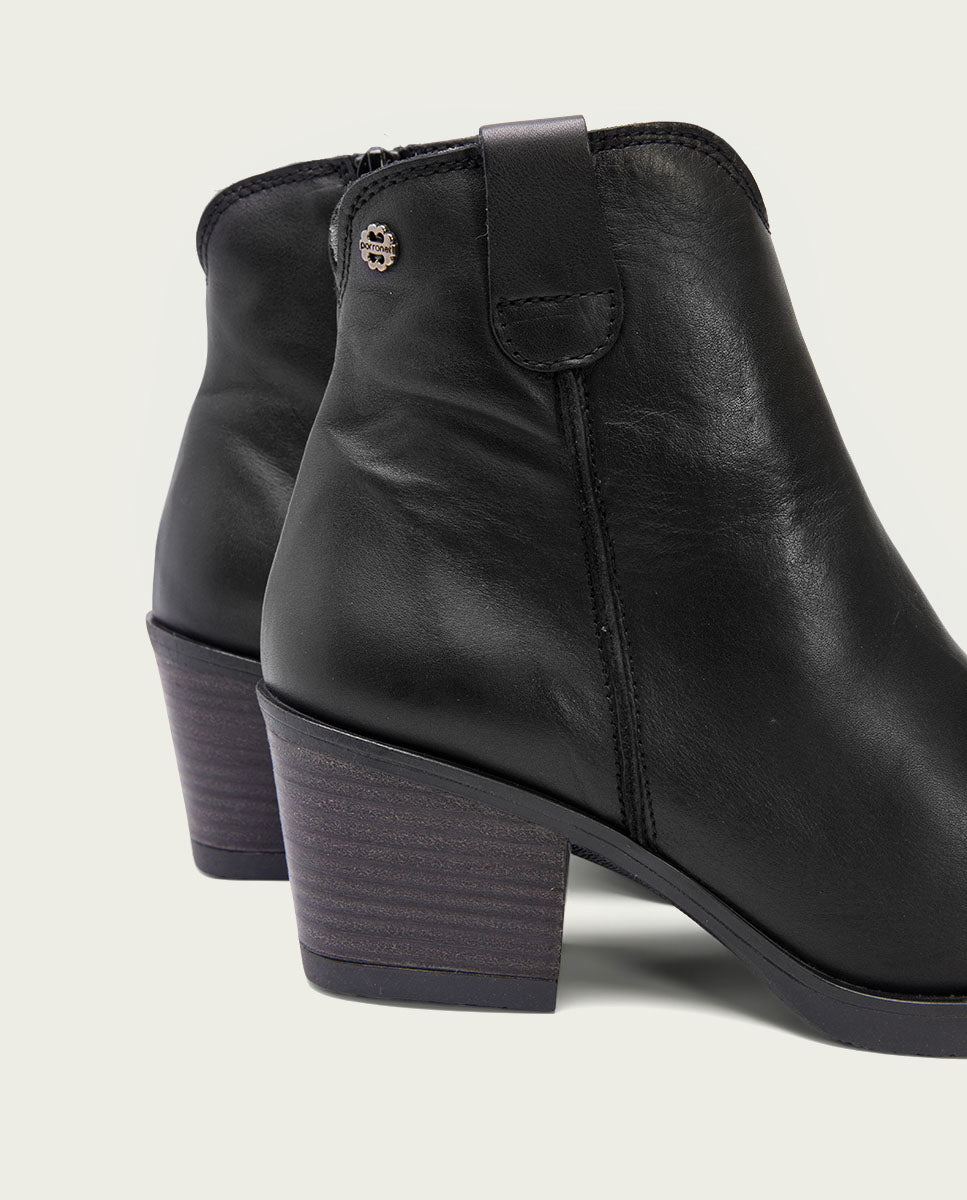 BOTTINES COWBOY EN CUIR AVEC ÉCLAIR NATALIA NOIR