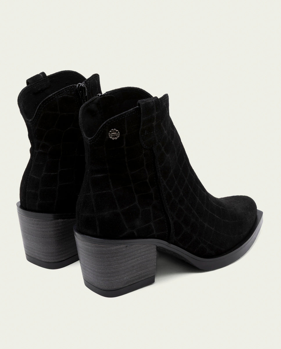 BOTTINES COWBOY EN CUIR AVEC ÉCLAIR NOELIA TAUPE