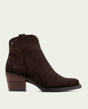 BOTTINES COWBOY EN CUIR AVEC ÉCLAIR NOELIA MOKA