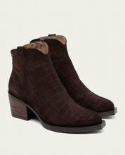BOTTINES COWBOY EN CUIR AVEC ÉCLAIR NOELIA MOKA