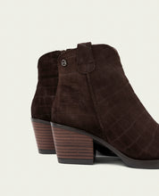 BOTTINES COWBOY EN CUIR AVEC ÉCLAIR NOELIA MOKA