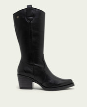 BOTTES COWBOY EN CUIR AVEC ÉCLAIR NEREA NOIR