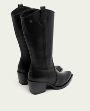 BOTTES COWBOY EN CUIR AVEC ÉCLAIR NEREA NOIR