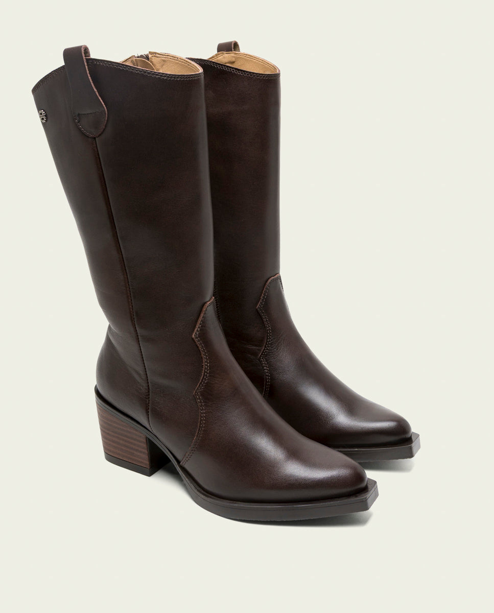 BOTTES COWBOY EN CUIR NEREA MOKA