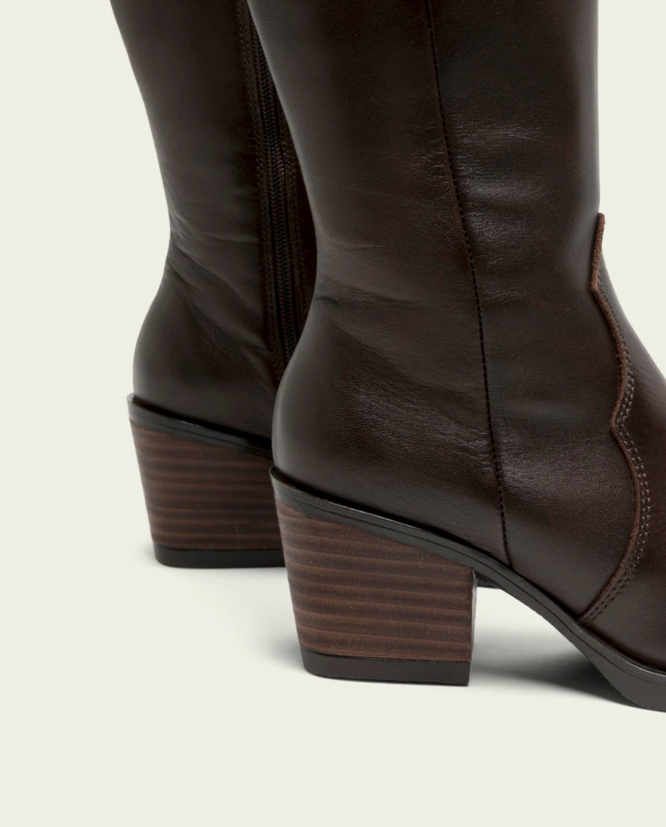 BOTTES COWBOY EN CUIR NEREA MOKA